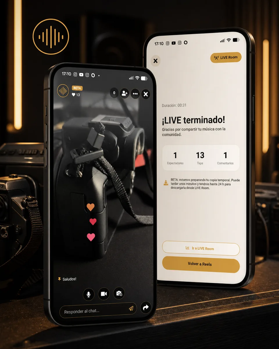 Analog Room LIVE session and results shown on two phones